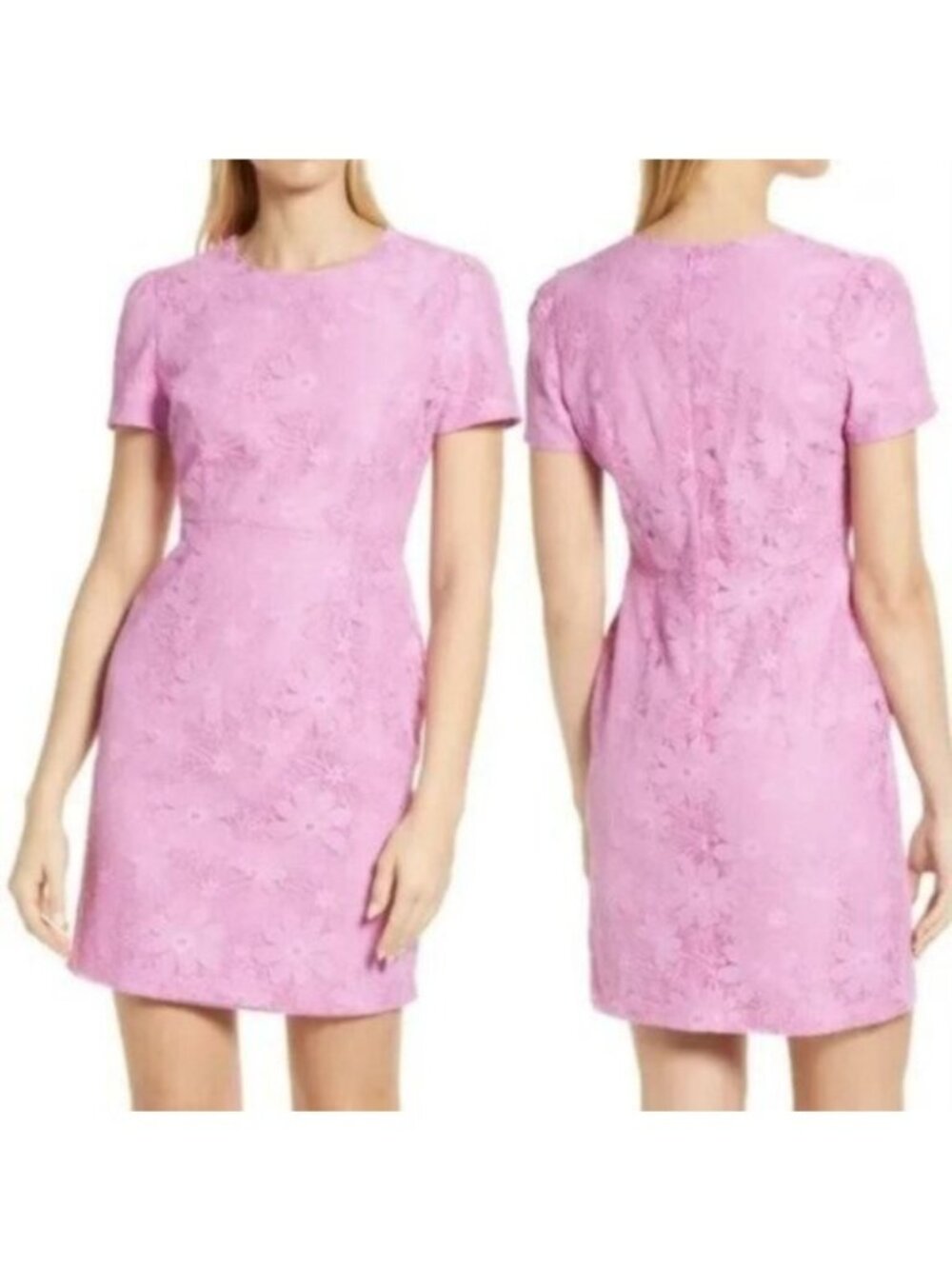 RP Rachel Parcell | Cap Sleeve Floral Lace Sheath Dress Pink